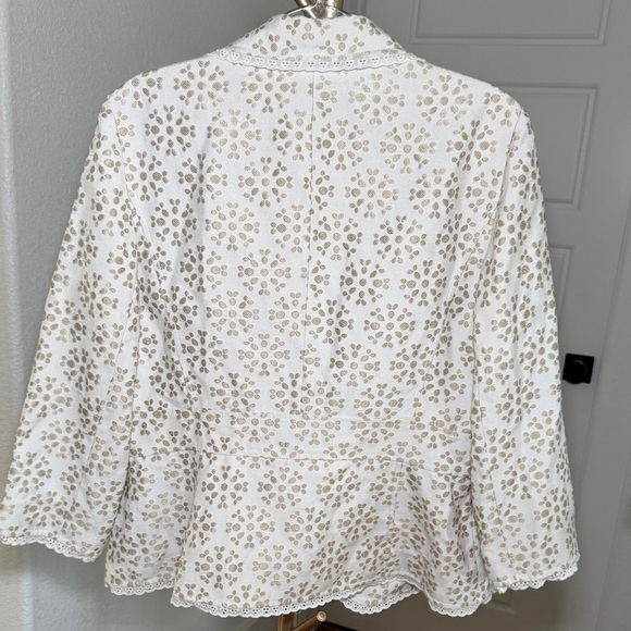 Alex Marie White & Gold Floral Textured Blazer Jacket Women’s Size 12 - Picture 9 of 13